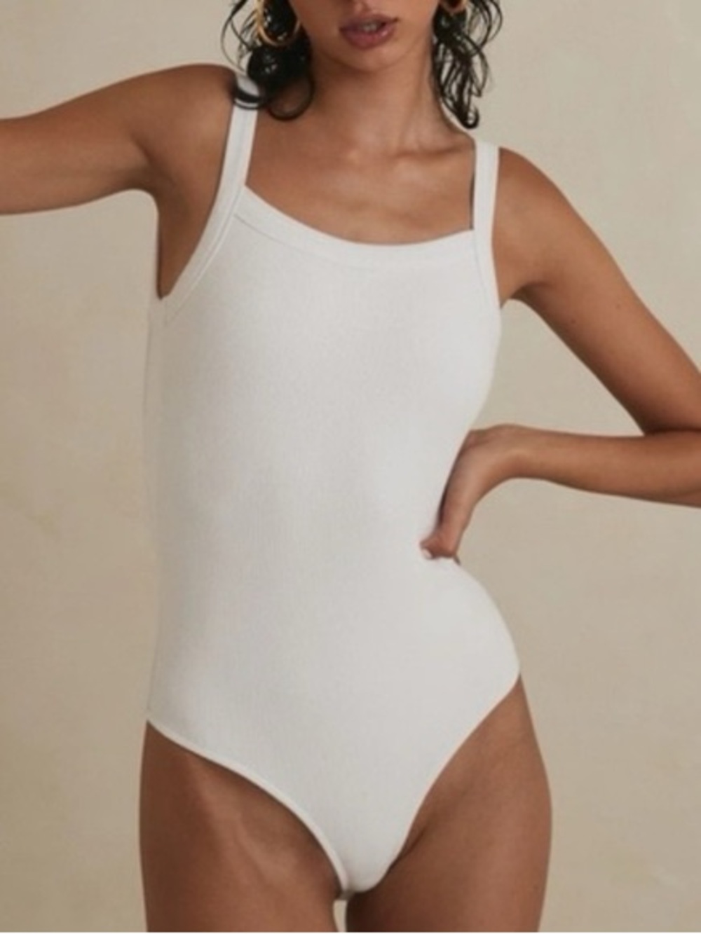 Clyque The Label Genelle white ribbed tee bodysuit size small